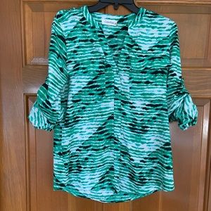 Calvin Klein green pocket blouse